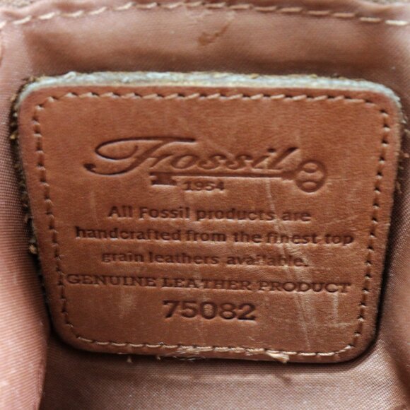 Fossil Brown Pebbled Leather Shoulder Bag Zip Closure Purse with Key Charm 75082 - Picture 10 of 12